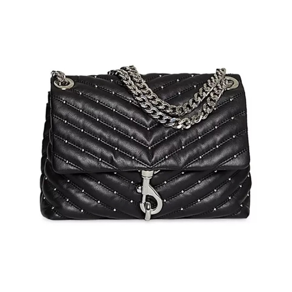 Elegant Black Quilted Shoulder Bag with Silver Chain